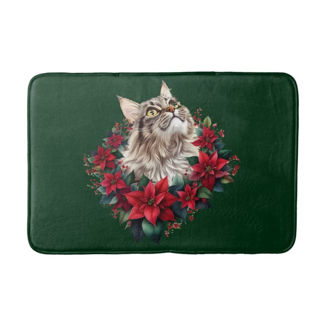 Meowy jul Maine Coon katt  Badrumsmatta (Framsidan)