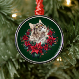 Meowy jul Maine Coon Katt Julgransprydnad Metall