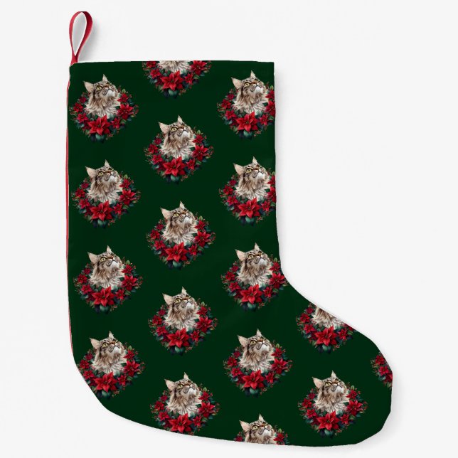Meowy jul Maine Coon katt  Liten Julstrumpa (Framsidan)