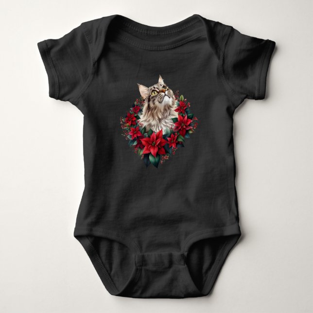 Meowy jul Maine Coon Katt  T Shirt (Framsida)