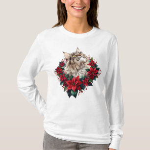 Meowy jul Maine Coon katt T Shirt