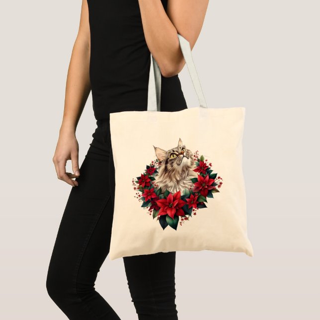 Meowy jul Maine Coon katt  Tygkasse (Framsida (produkt))