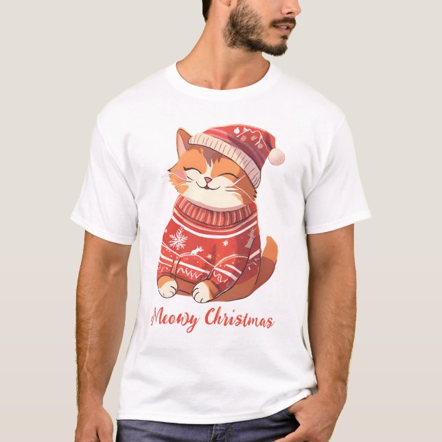 Meowy jul Manar's T-Shirt med Festive Cat (Framsida)