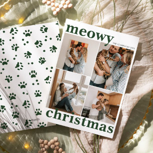 Meowy jul Modern sällskapsdjur högtid Julkort