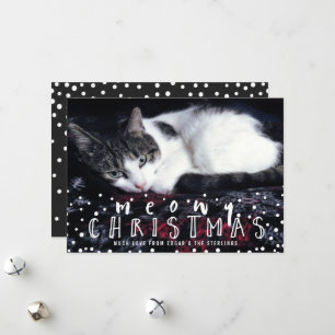 Meowy jul Ram Cat Helgdag Photo Snö Julkort