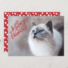 Meowy jul Red Hand Lettering Cat Fullt Photo Julkort