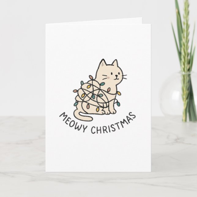 Meowy jul - rolig julkort helgkort (Framsida)