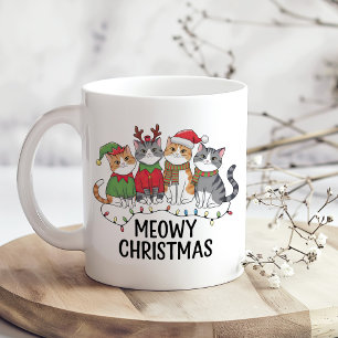 Meowy jul rolig katt - Julkattsälskare Kaffemugg