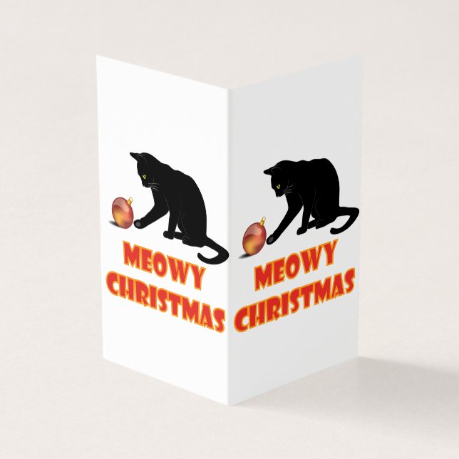 Meowy jul Rolig katt Kort (Utsida)
