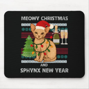 Meowy jul rolig Sphynx katt tomtehatt ful julsvans Musmatta