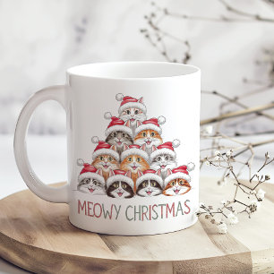 Meowy jul roliga staplade katter – söta högtider kaffemugg