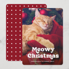 Meowy jul | Roligt foto på din katt Julkort
