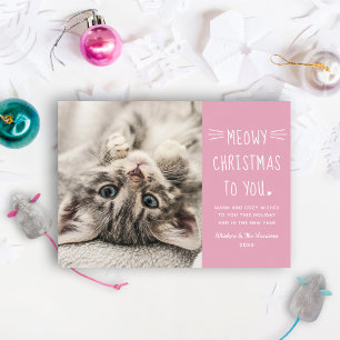 Meowy jul Rosa Funny Cat Photo Julkort