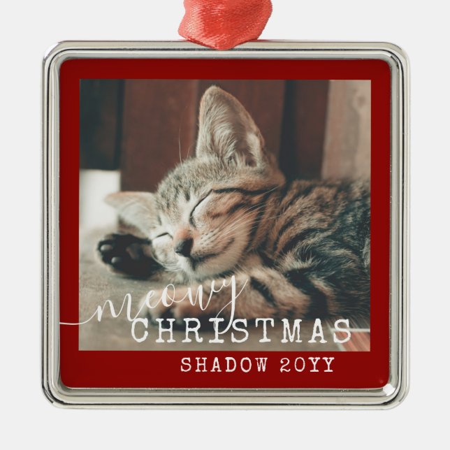 Meowy jul Rustic Red Silver Julgransprydnad Metall (Framsidan)