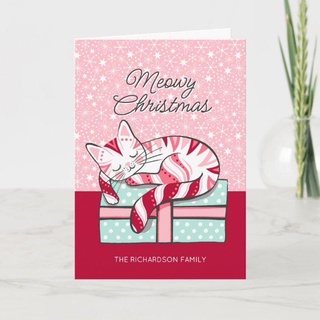Meowy jul Sleft Kattunge Helgkort (Framsida)