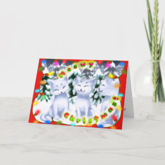 Meowy jul! - Snökattungekort med gränsen Helgkort
