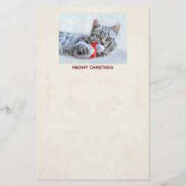 Meowy jul Söt grå marmorerad katt Brevpapper