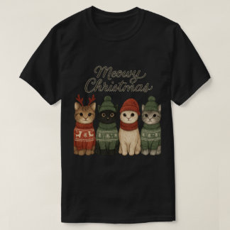 Meowy jul söt katt T-shirt | Mysig högtid