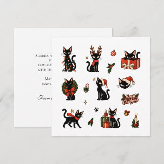 Meowy jul Söt svart katt Mysig dekalpaket Julkort