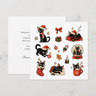 Meowy jul Söt svart katt Mysig dekalpaket Julkort
