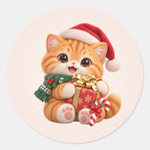 Meowy jul söta kattunge runda klistermärken
