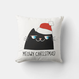 Meowy jul Svart kattkudde Rolig Söt Kudde