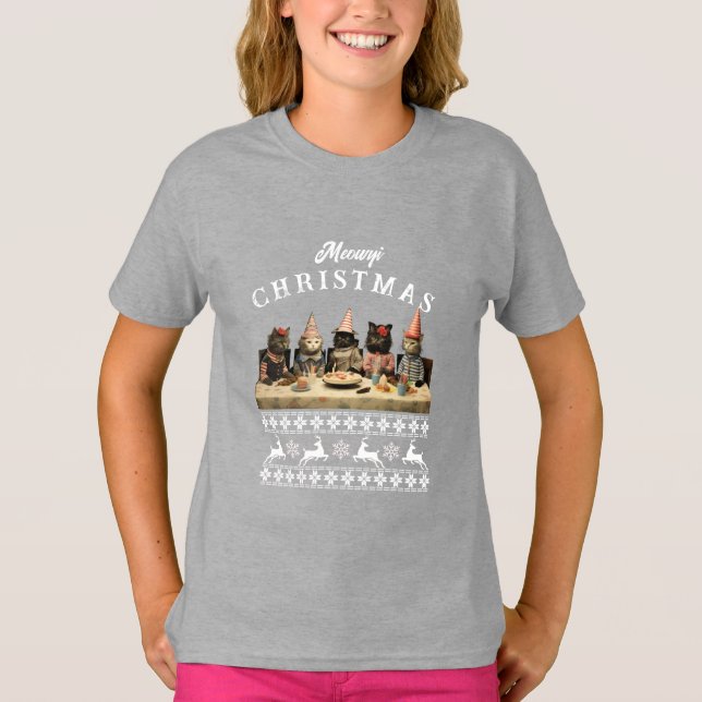 Meowy jul T-Shirt (Framsida)