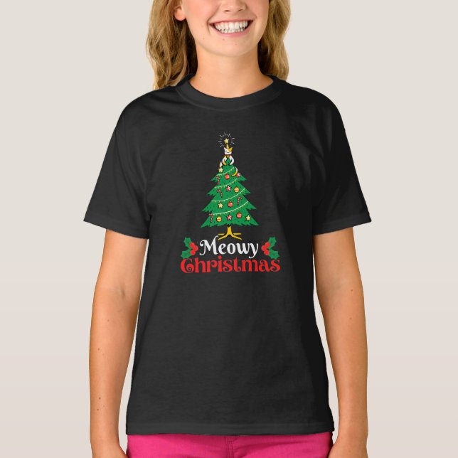 Meowy jul T-Shirt (Framsida)