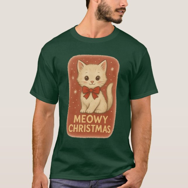 Meowy jul-T-shirt T Shirt (Framsida)