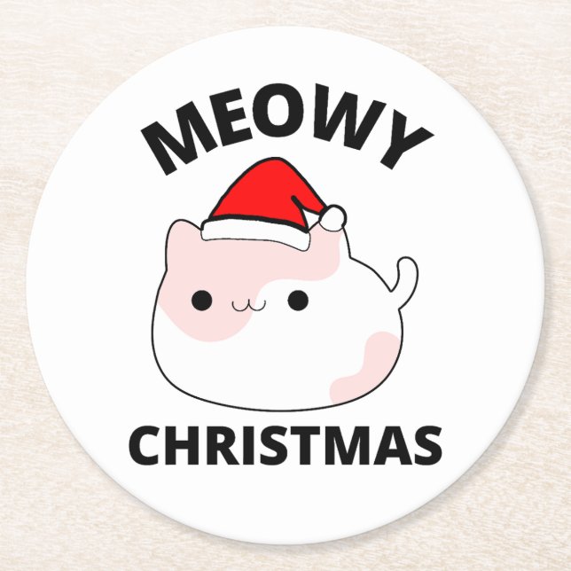 Meowy jul underlägg papper rund (Framsidan)