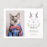 Meowy jul Whimsical Cat med Antlers Photo