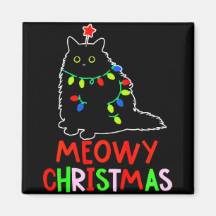 Meowy jul Xmas lampor svart katt pyjamas Todd Magnet