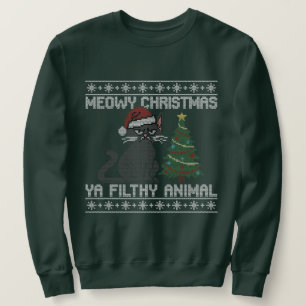 Meowy jul ya smutsiga djur - Fula jul Lång Ärmad Tröja