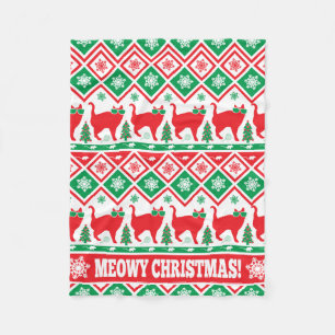 Meowy julfilt! Ful JULAFTONdesign! Fleecefilt