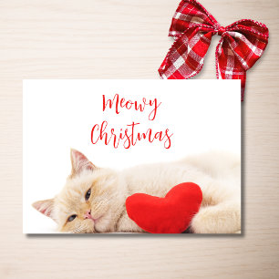 Meowy Julfusk, Cat Photo Helgdag Card Tack Kort