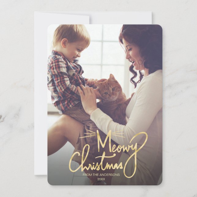 Meowy Julfusk Kat Julfotoport Julkort (Framsida)