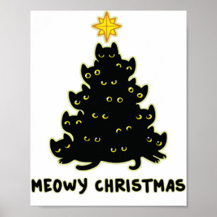 Meowy Julgran Black Cat Sweatshirt Poster