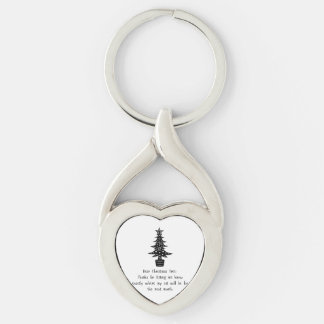 Meowy Julgran Stalker Keychain Twisted Heart Silverfärgad Nyckelring