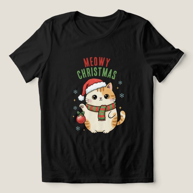 Meowy julkat – Festiv helgdesign T Shirt (Design Framsida)