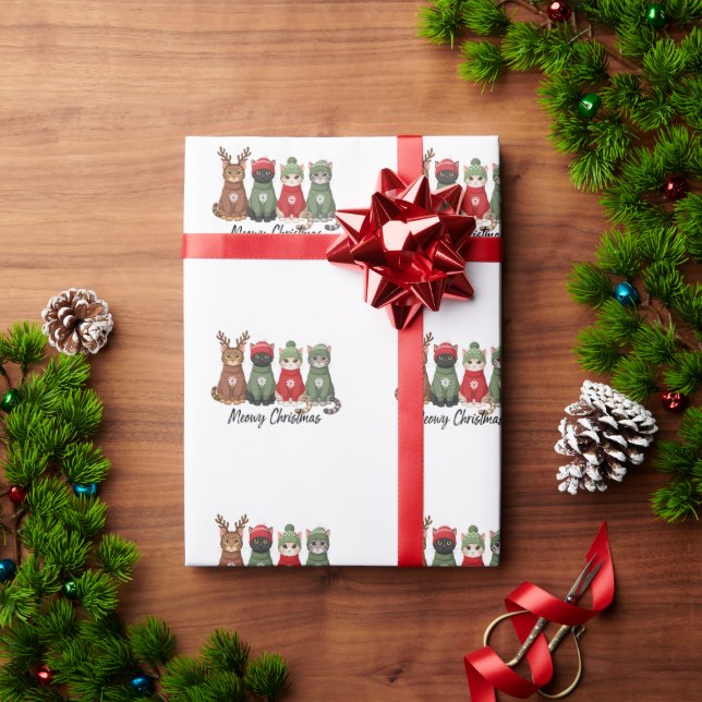 Meowy julkatten ful jultröja ren Xmas Presentpapper (Julgåva)