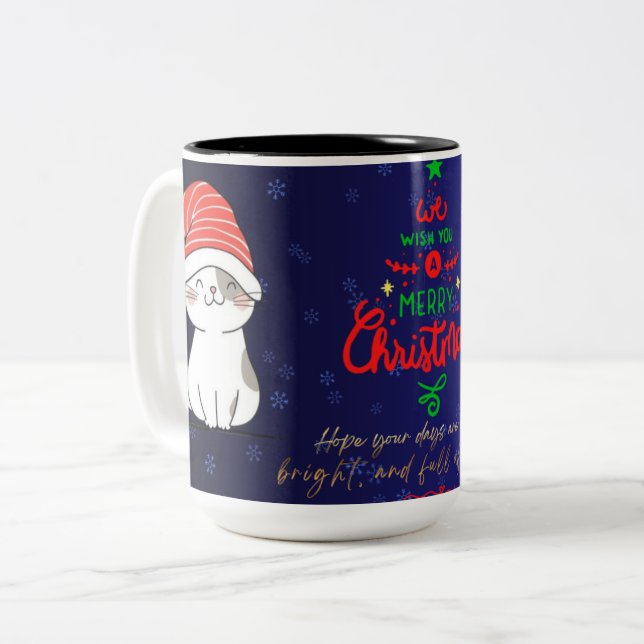 Meowy julkatten koppar rolig mugg (Framsida vänster)