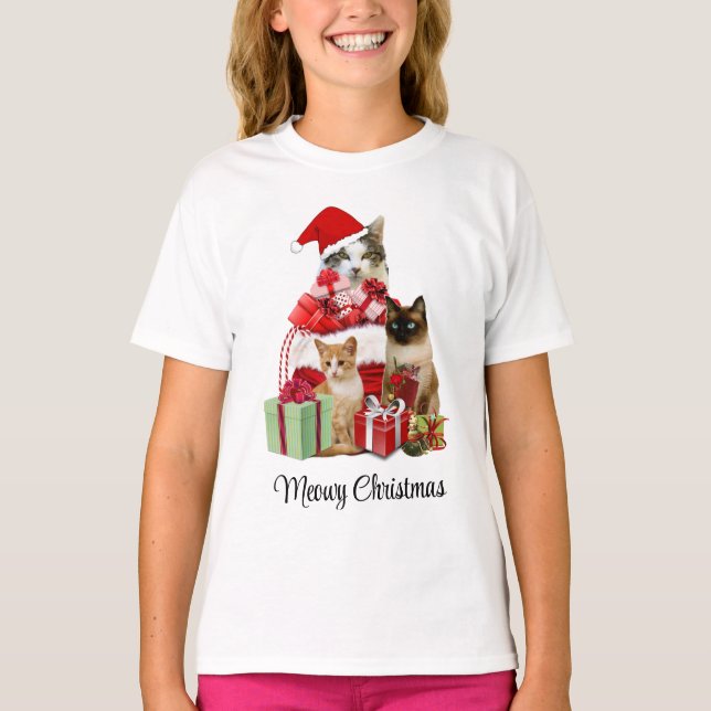 Meowy julkatten  t shirt (Framsida)
