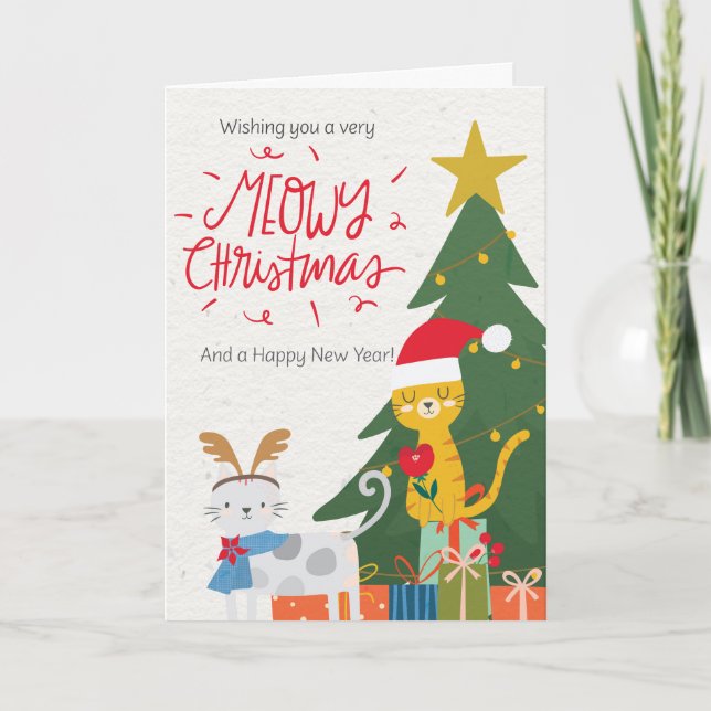 Meowy-julkattor Helgkort (Framsida)
