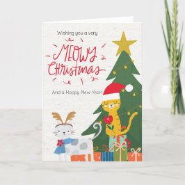 Meowy-julkattor Helgkort