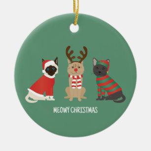Meowy-julkattor Julgransprydnad Keramik