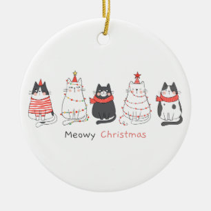 Meowy-julkattor Julgransprydnad Keramik