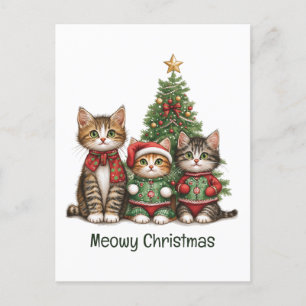 Meowy-julkattor Vykort