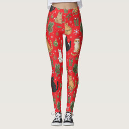 Meowy julkattsstrumpbyxor - Present till kattmamma Leggings