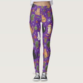 Meowy julkattsstrumpbyxor - Present till kattmamma Leggings