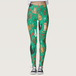 Meowy julkattsstrumpbyxor - Present till kattmamma Leggings